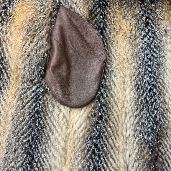 Vintage Mid Century Custom Reversible Fox Fur & Chevron Leather Full Length Coat - Picture 8 of 11